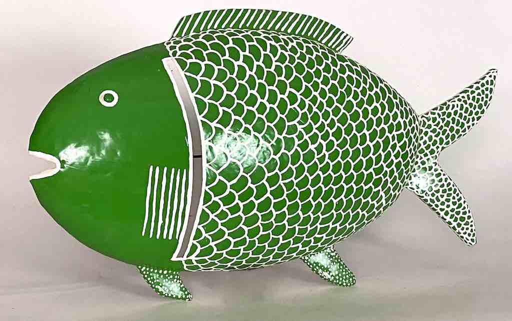 African Green Recycled Metal Fish Wall Ornament - Mali