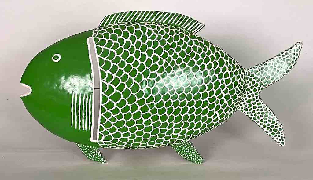African Green Recycled Metal Fish Wall Ornament - Mali