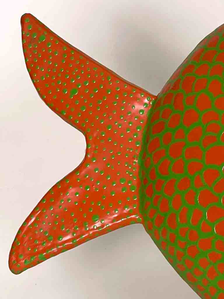 African Orange Recycled Metal Fish Wall Ornament - Mali