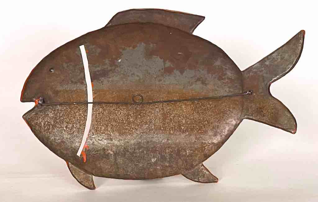 African Orange Recycled Metal Fish Wall Ornament - Mali