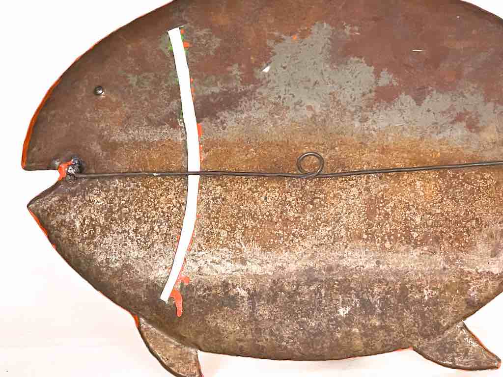African Orange Recycled Metal Fish Wall Ornament - Mali