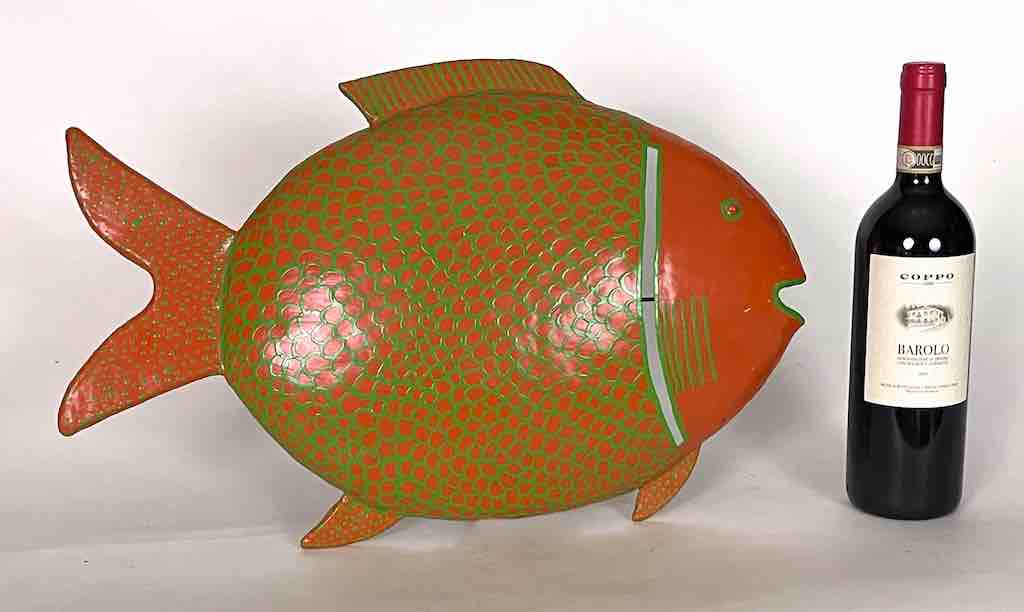 African Orange Recycled Metal Fish Wall Ornament - Mali