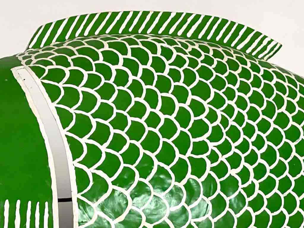 African Green Recycled Metal Fish Wall Ornament - Mali