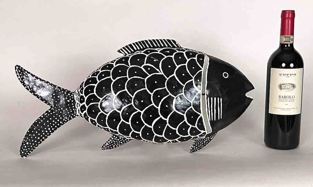 African Black Recycled Metal Fish Wall Ornament - Mali