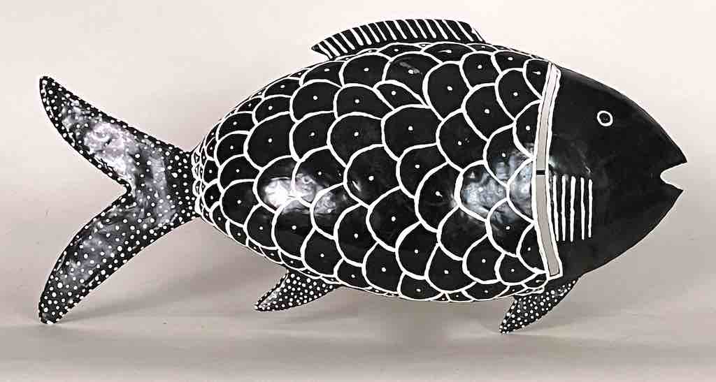 African Black Recycled Metal Fish Wall Ornament - Mali