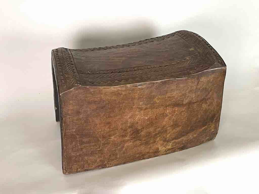 Large Heavy Simple Design Baule Stool - Ivory Coast