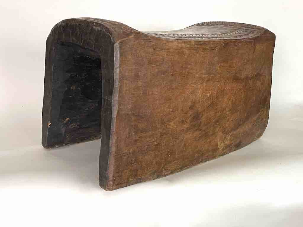 Large Heavy Simple Design Baule Stool - Ivory Coast