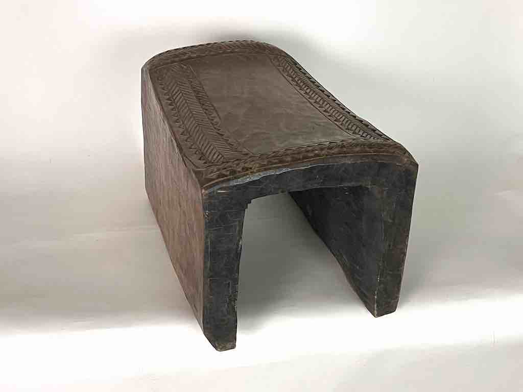 Large Heavy Simple Design Baule Stool - Ivory Coast