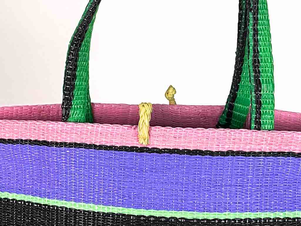 Colorful Handwoven Plastic Handbag - Pastel Stripe