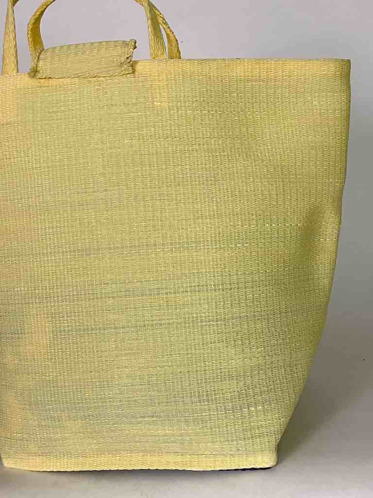 Colorful Handwoven Plastic Handbag - Solid Pale Yellow