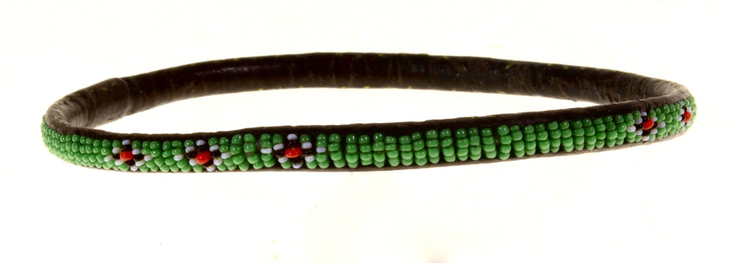 Very Narrow Tiniest Beaded Leather Bracelet - Mali