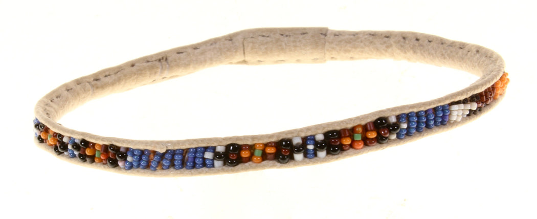 Very Narrow Tiniest Beaded Leather Bracelet - Mali