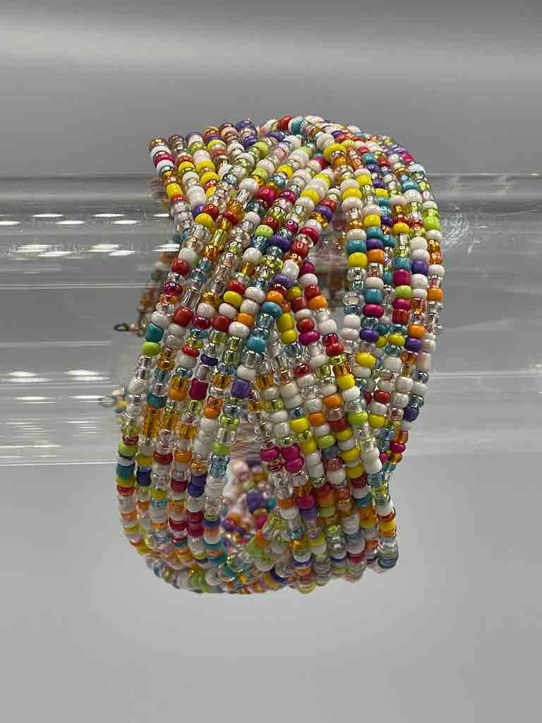 Wide Woven Colorful Beaded Wire Bracelet - Nigeria