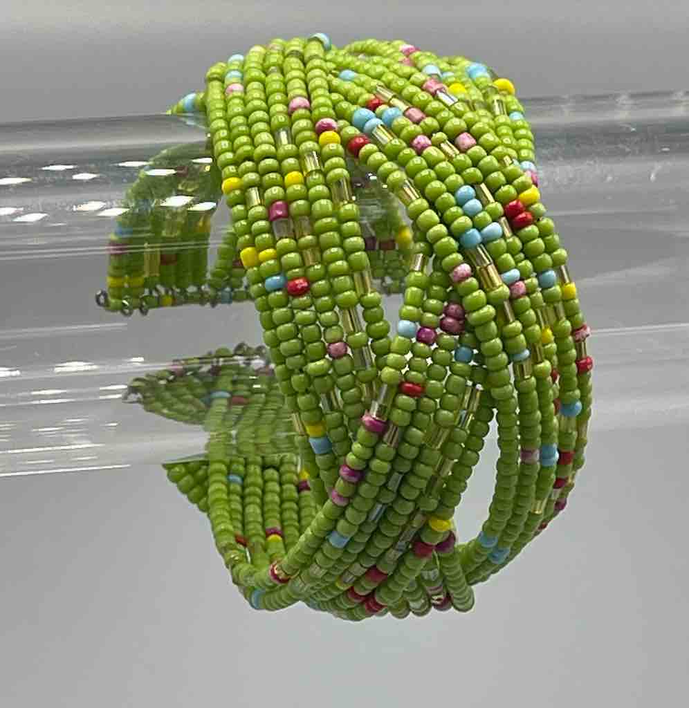Wide Woven Colorful Beaded Wire Bracelet - Nigeria
