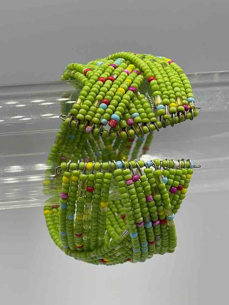 Wide Woven Colorful Beaded Wire Bracelet - Nigeria