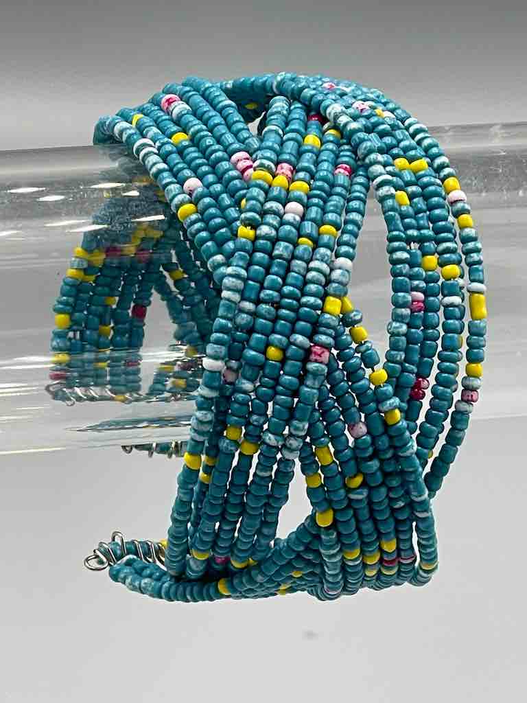 Wide Woven Colorful Beaded Wire Bracelet - Nigeria