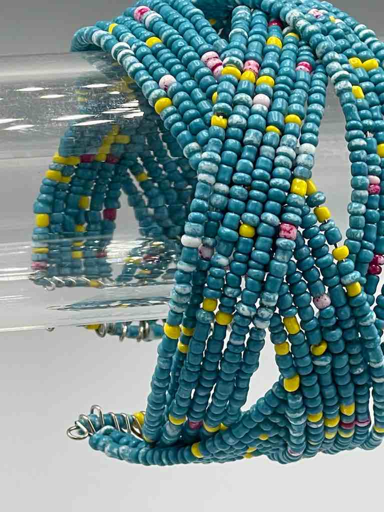 Wide Woven Colorful Beaded Wire Bracelet - Nigeria
