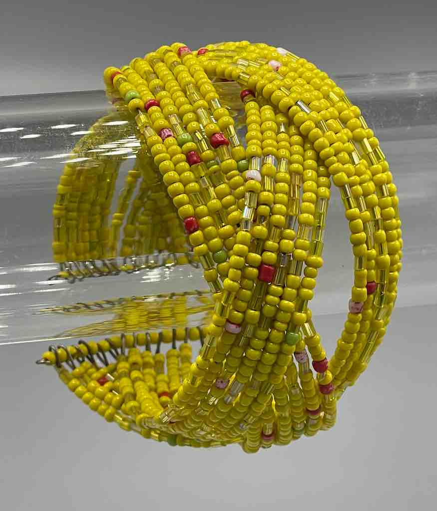 Wide Woven Colorful Beaded Wire Bracelet - Nigeria