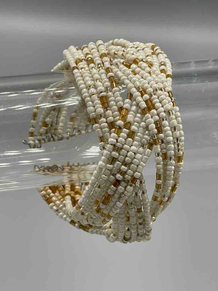 Wide Woven Colorful Beaded Wire Bracelet - Nigeria