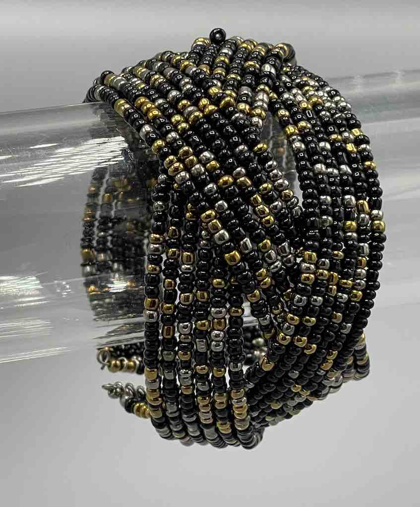 Wide Woven Colorful Beaded Wire Bracelet - Nigeria