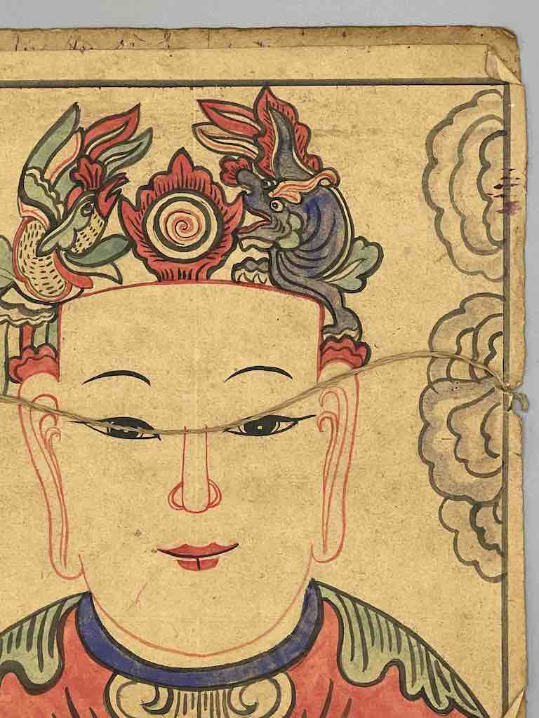 Vintage Dao Tsien Tao rice paper priest mask - Viet Nam