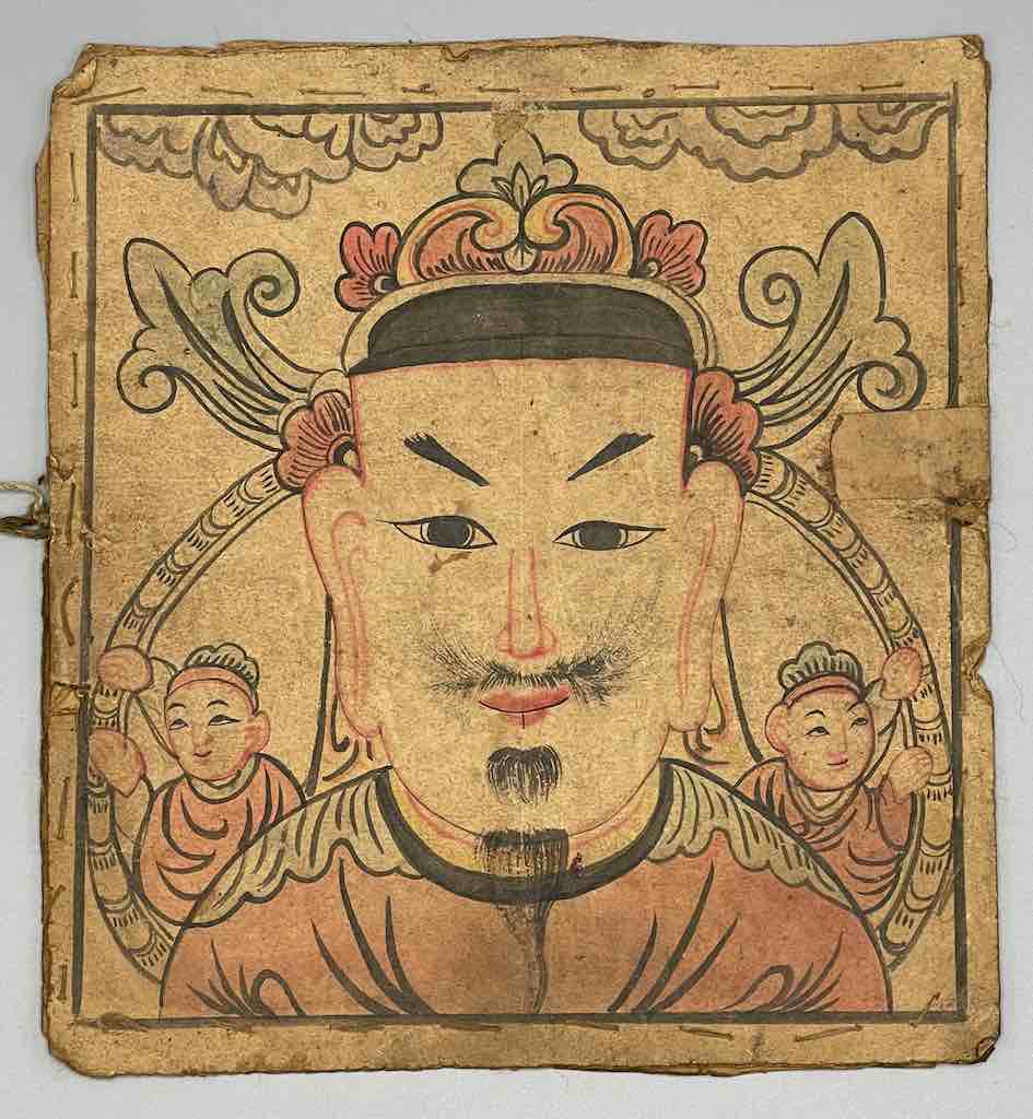 Vintage Dao Tsien Tao rice paper priest mask - Viet Nam