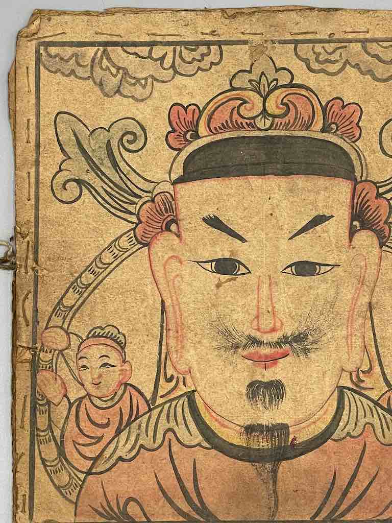 Vintage Dao Tsien Tao rice paper priest mask - Viet Nam