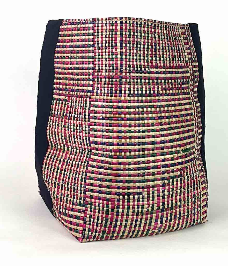 Deep Vintage Flexible Swampgrass Basket, Cloth Accent - Benin