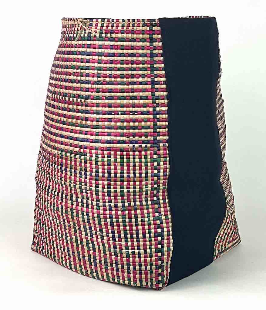 Deep Vintage Flexible Swampgrass Basket, Cloth Accent - Benin