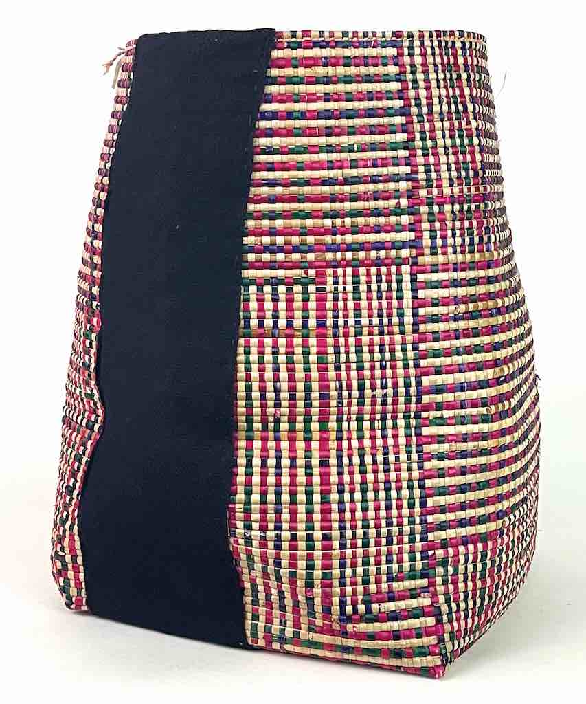 Deep Vintage Flexible Swampgrass Basket, Cloth Accent - Benin