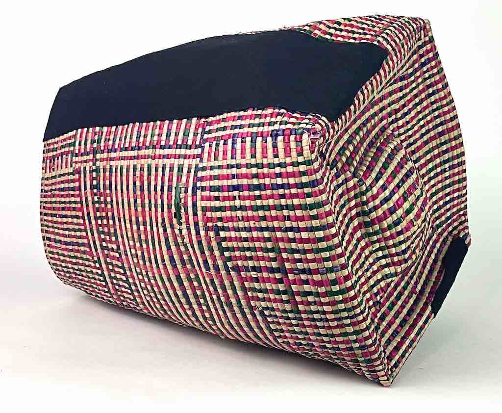 Deep Vintage Flexible Swampgrass Basket, Cloth Accent - Benin