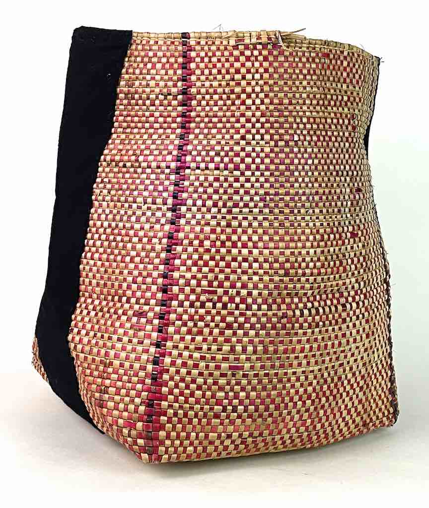 Deep Vintage Flexible Swampgrass Basket, Cloth Accent - Benin