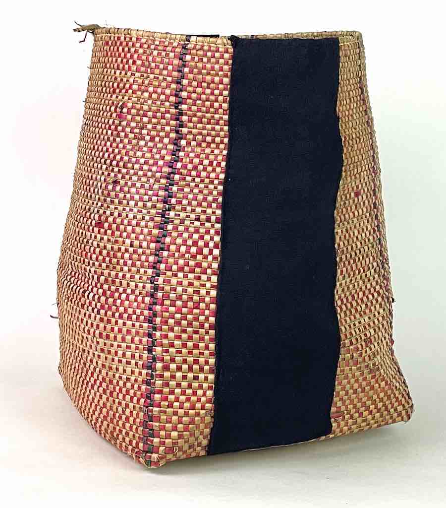 Deep Vintage Flexible Swampgrass Basket, Cloth Accent - Benin