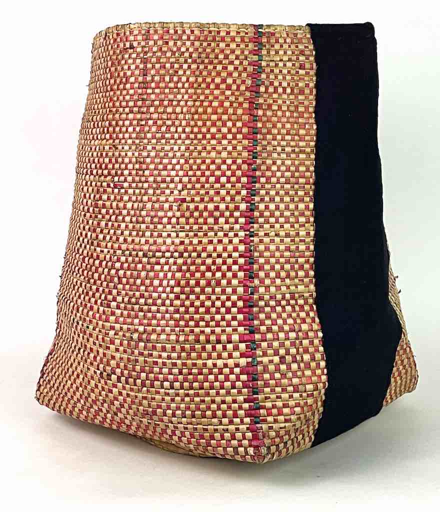 Deep Vintage Flexible Swampgrass Basket, Cloth Accent - Benin