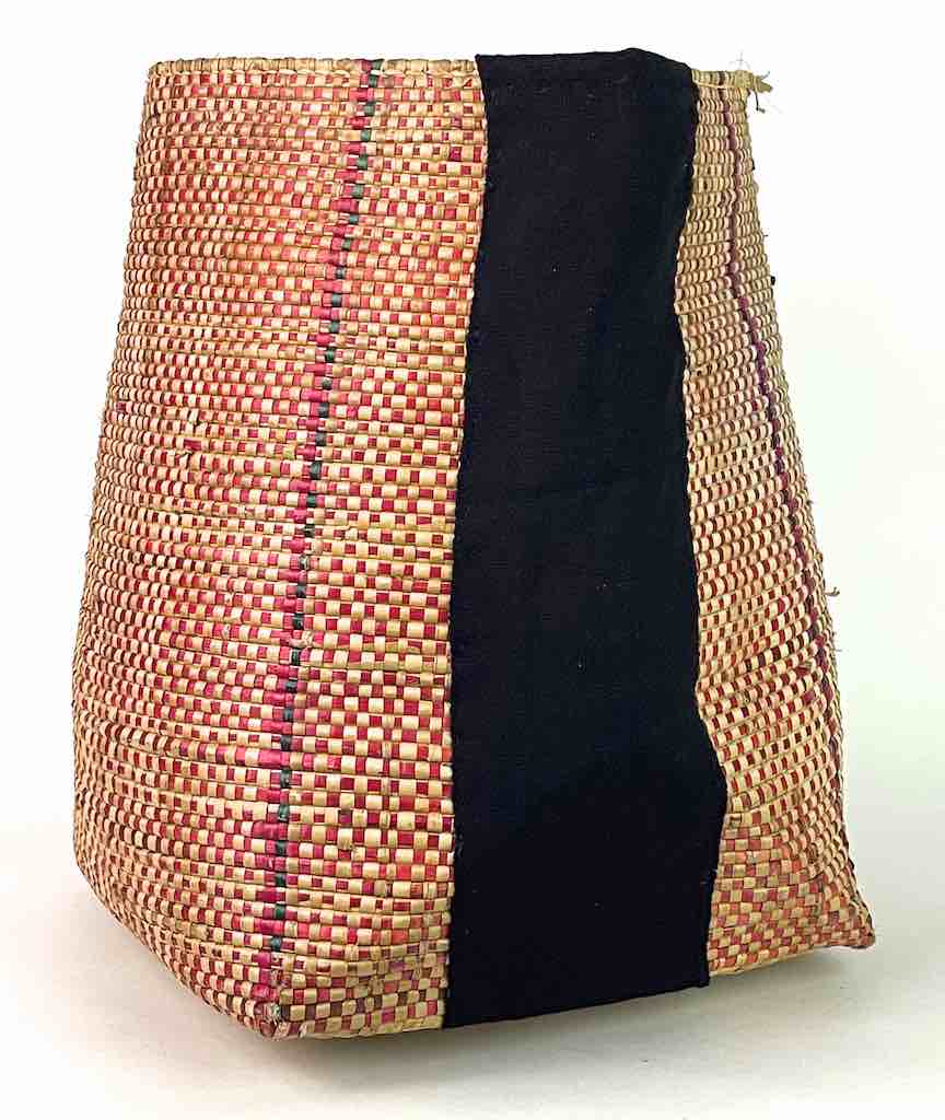 Deep Vintage Flexible Swampgrass Basket, Cloth Accent - Benin