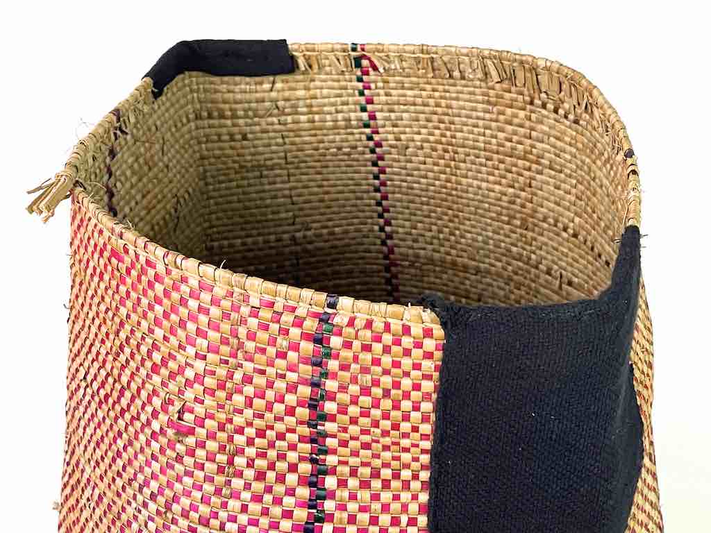 Deep Vintage Flexible Swampgrass Basket, Cloth Accent - Benin