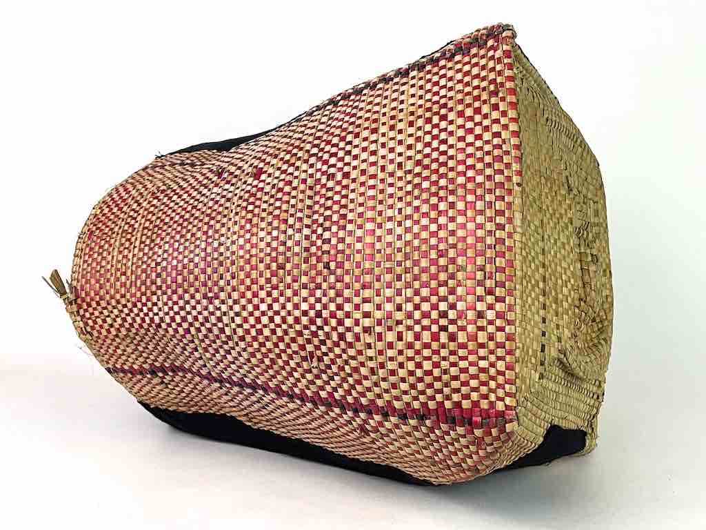 Deep Vintage Flexible Swampgrass Basket, Cloth Accent - Benin