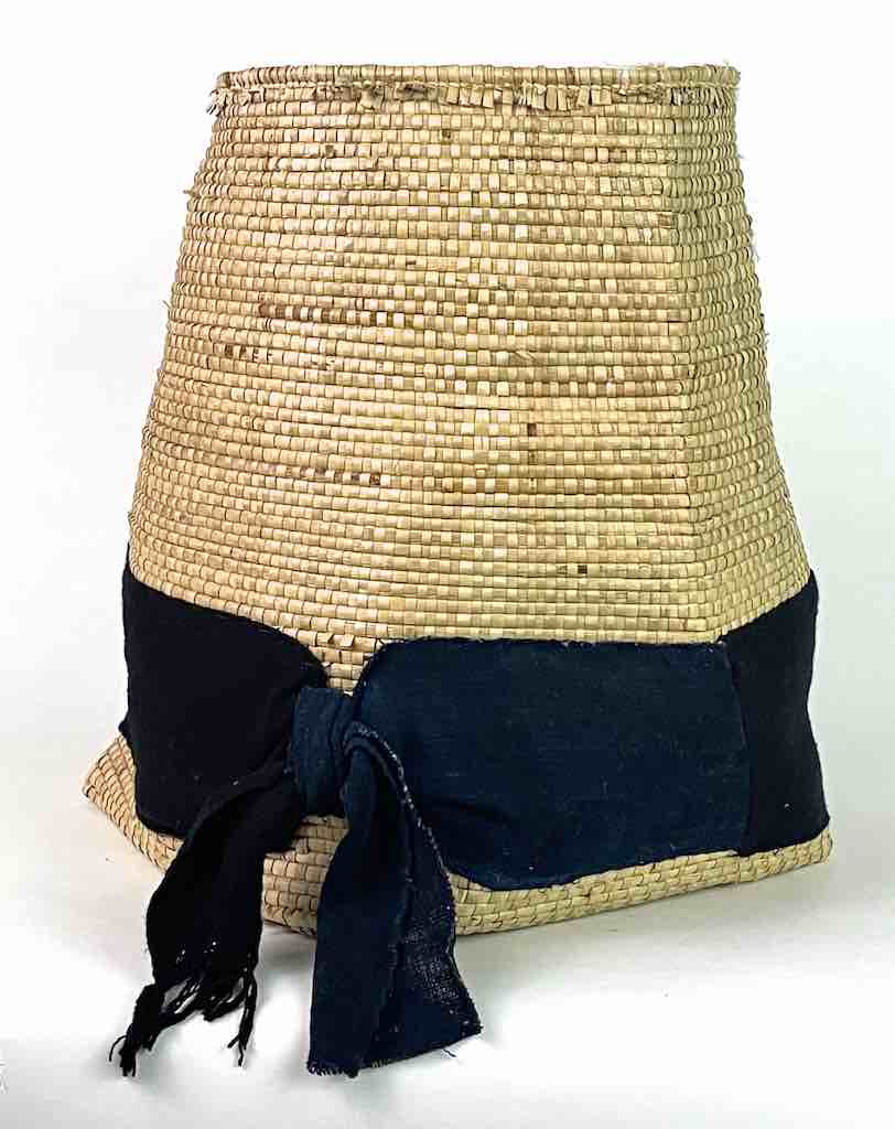 Deep Flexible Swampgrass Basket, Cloth Accent - Benin