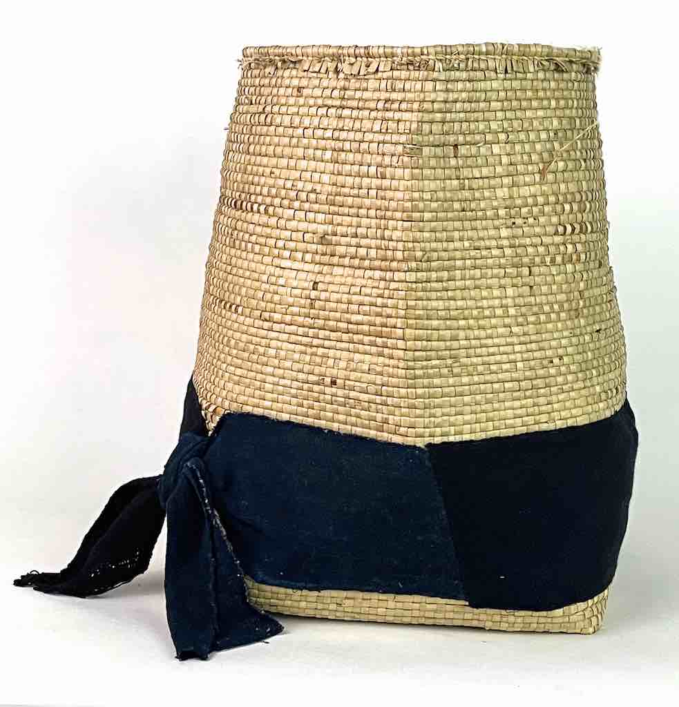 Deep Flexible Swampgrass Basket, Cloth Accent - Benin