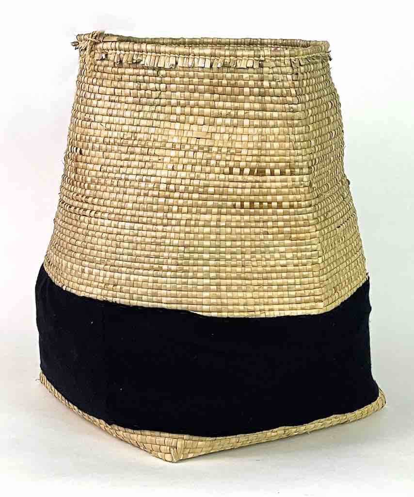 Deep Flexible Swampgrass Basket, Cloth Accent - Benin