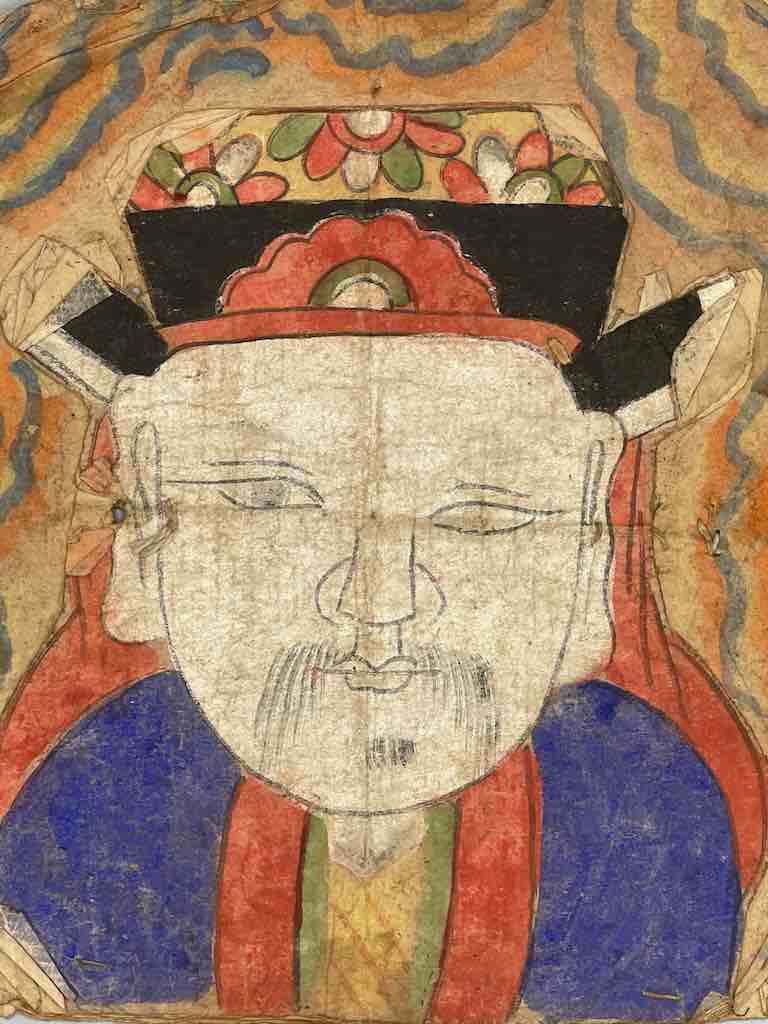 Vintage Dao Tsien Tao rice paper priest mask - Viet Nam