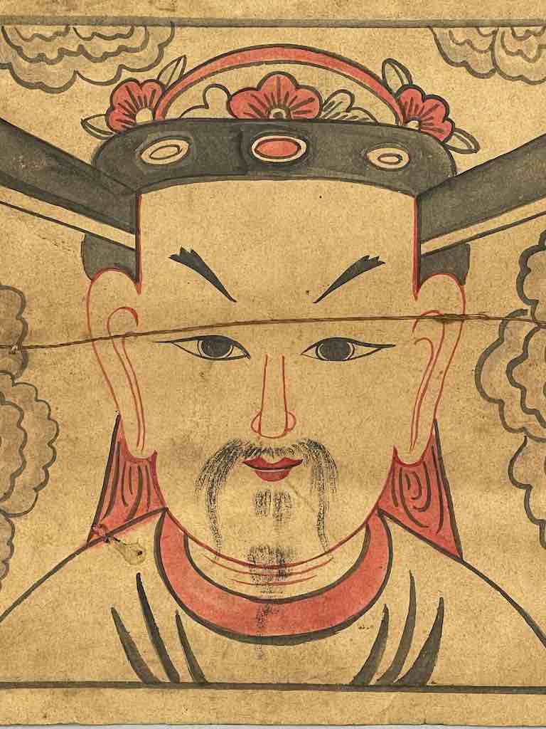 Vintage Dao Tsien Tao rice paper priest mask - Viet Nam