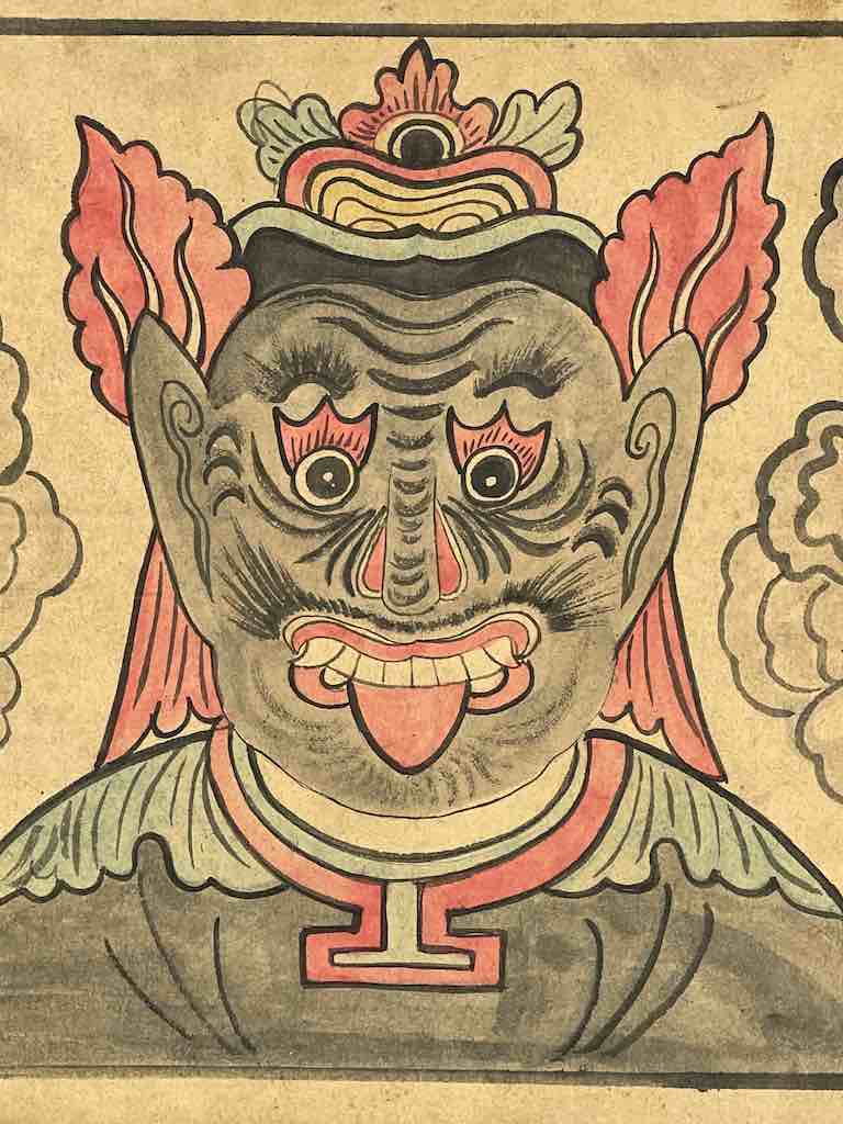 Vintage Dao Tsien Tao rice paper priest mask - Viet Nam
