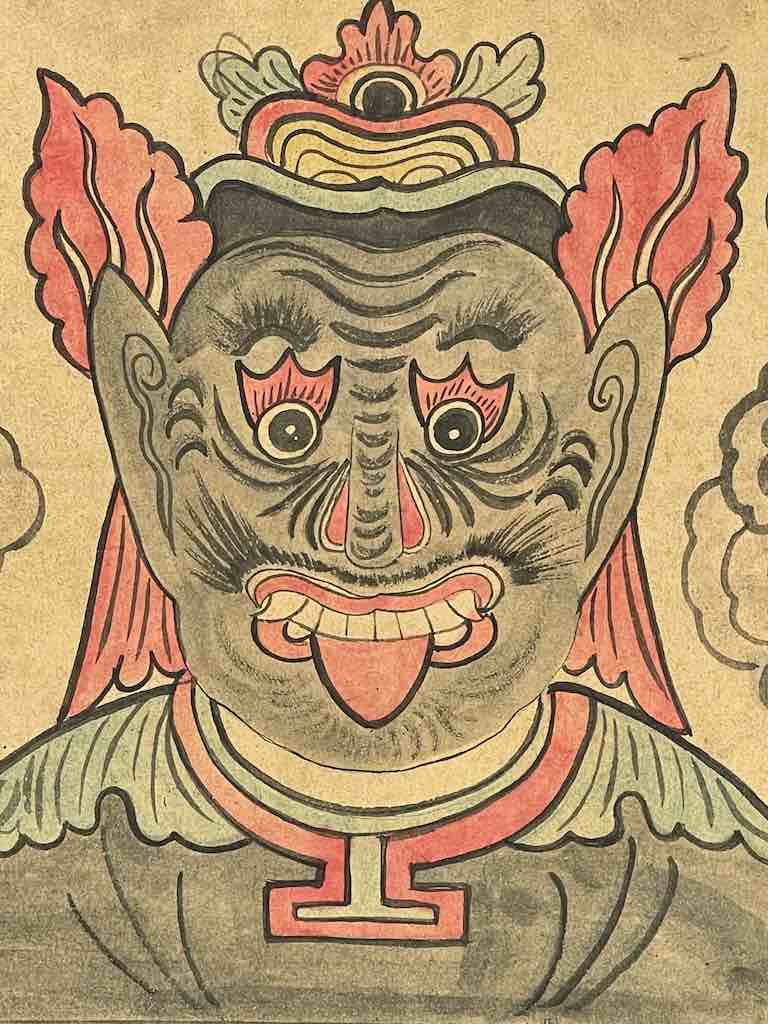 Vintage Dao Tsien Tao rice paper priest mask - Viet Nam