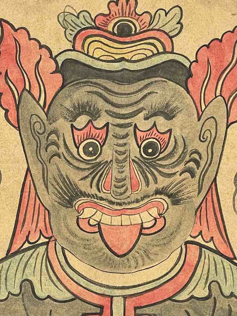 Vintage Dao Tsien Tao rice paper priest mask - Viet Nam