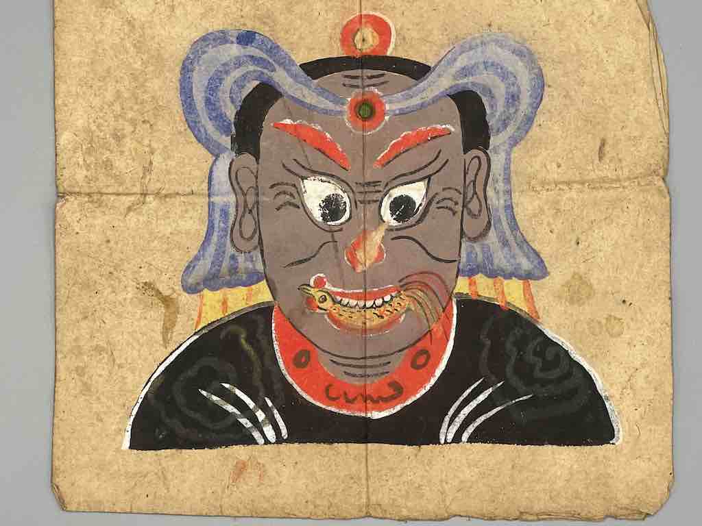 Vintage Dao Tsien Tao rice paper priest mask - Viet Nam