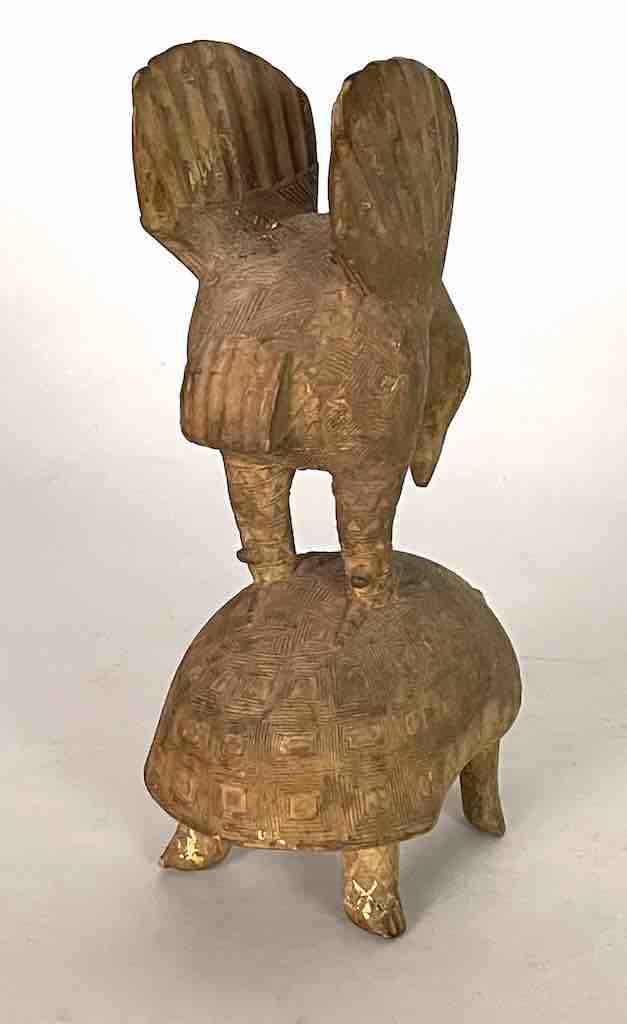 Baule Vintage Gold Covered Tribal Power Figure Statue | 9"