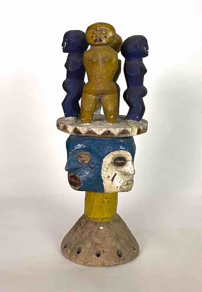 Vintage Authentic Multiple Figure Eket Headdress | 14"