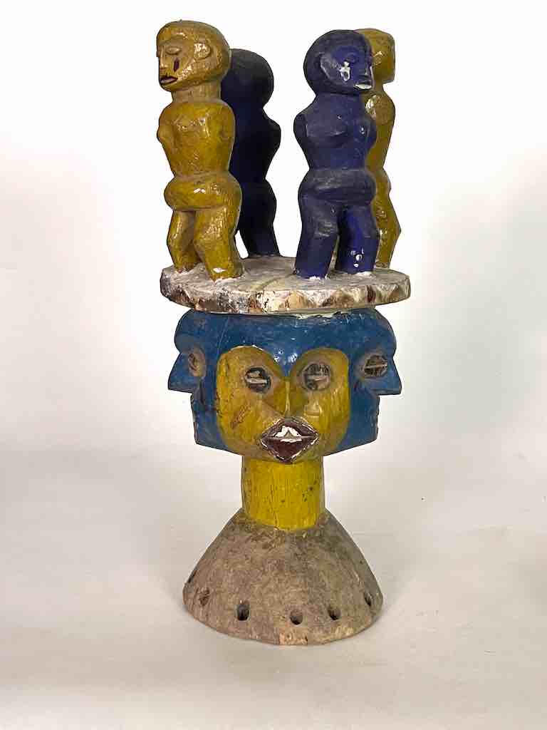 Vintage Authentic Multiple Figure Eket Headdress | 14"