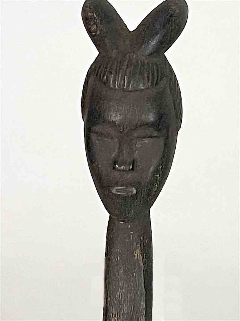 Traditional Vintage Wooden Ceremonial Janus Mask Baule Spoon